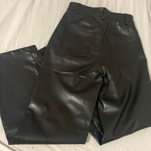Leather black jeans